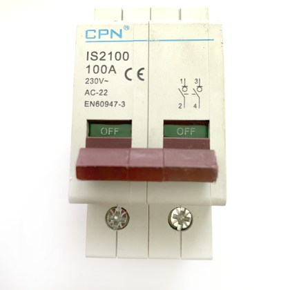 CPN Cudis IS2100 AC-22 100A 100 Amp 2 Double Pole Isolator Main Switch Disconnector
